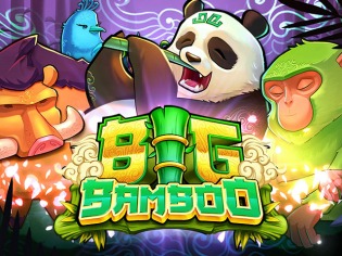 Uma imagem tranquila e tropical do jogo 'Big Bamboo', destacando a presença imponente do bambu como elemento central e sugerindo uma experiência de jogo relaxante.